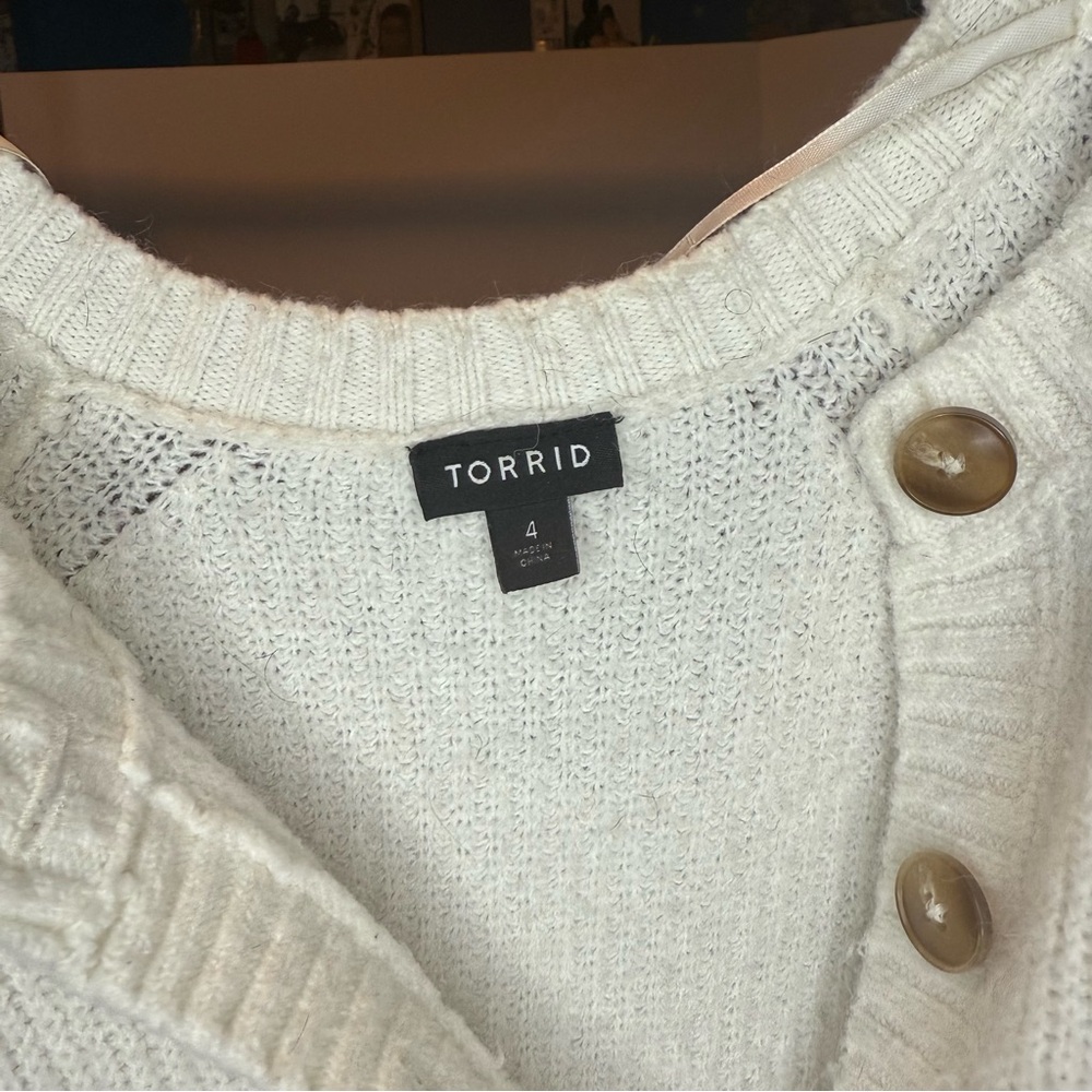 Torrid Cream Button-Up Cardigan Sweater Size 4 - Picture 2 of 7